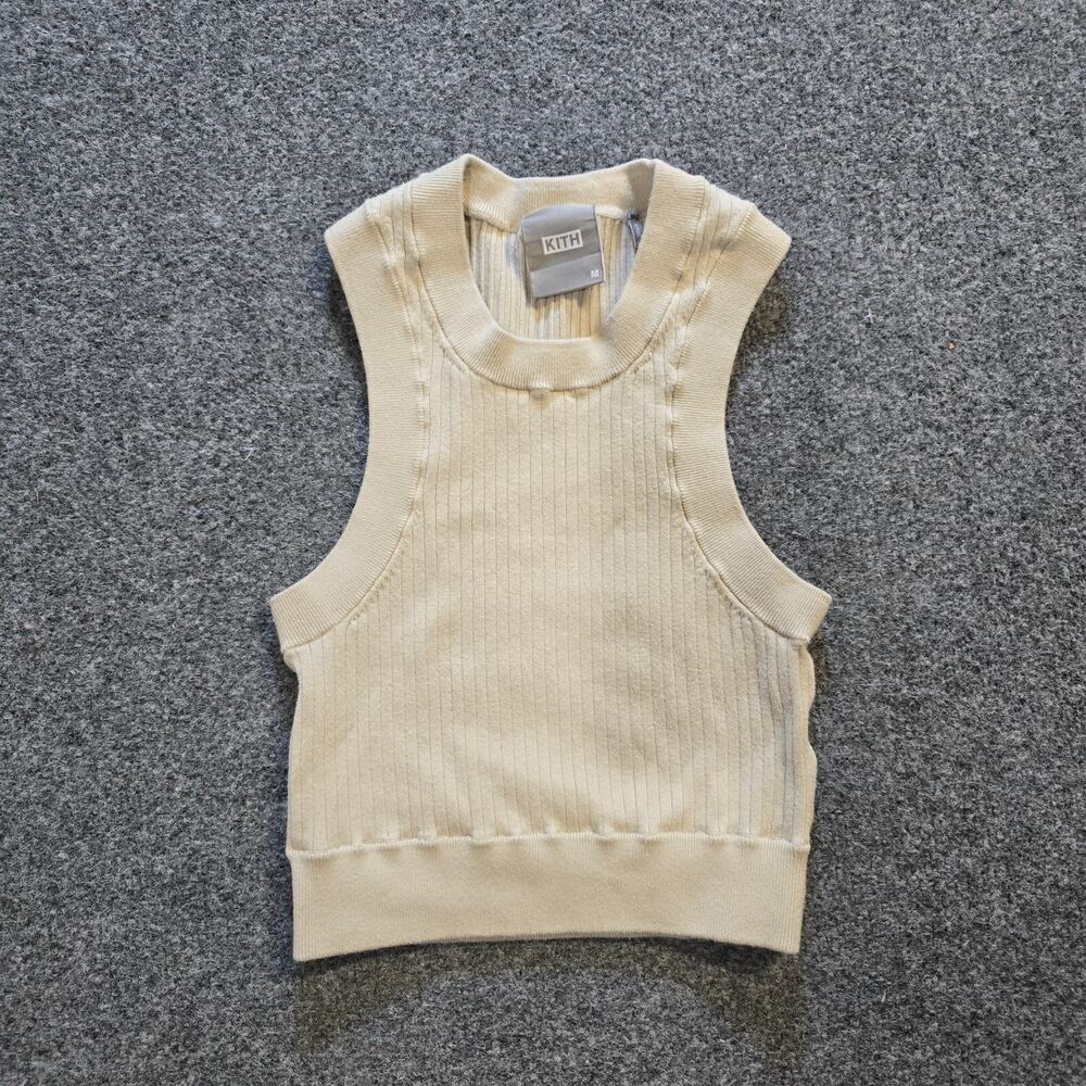 Kith Top Womens Size Medium Beige Tan Essentials Sport Tank Ribbed Knit Athletic